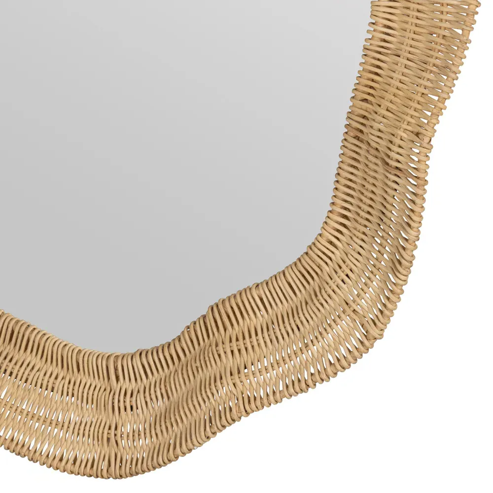 Bailey Round Wall Mirror - Brown, Rattan