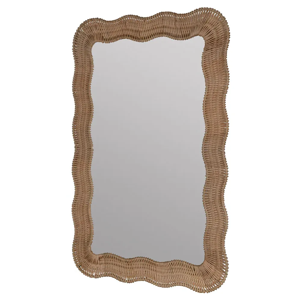 Bailey Scalloped Frame Wall Mirror - Natural, Rattan