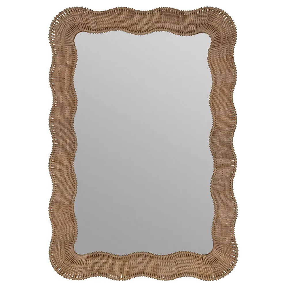 Bailey Scalloped Frame Wall Mirror - Natural, Rattan