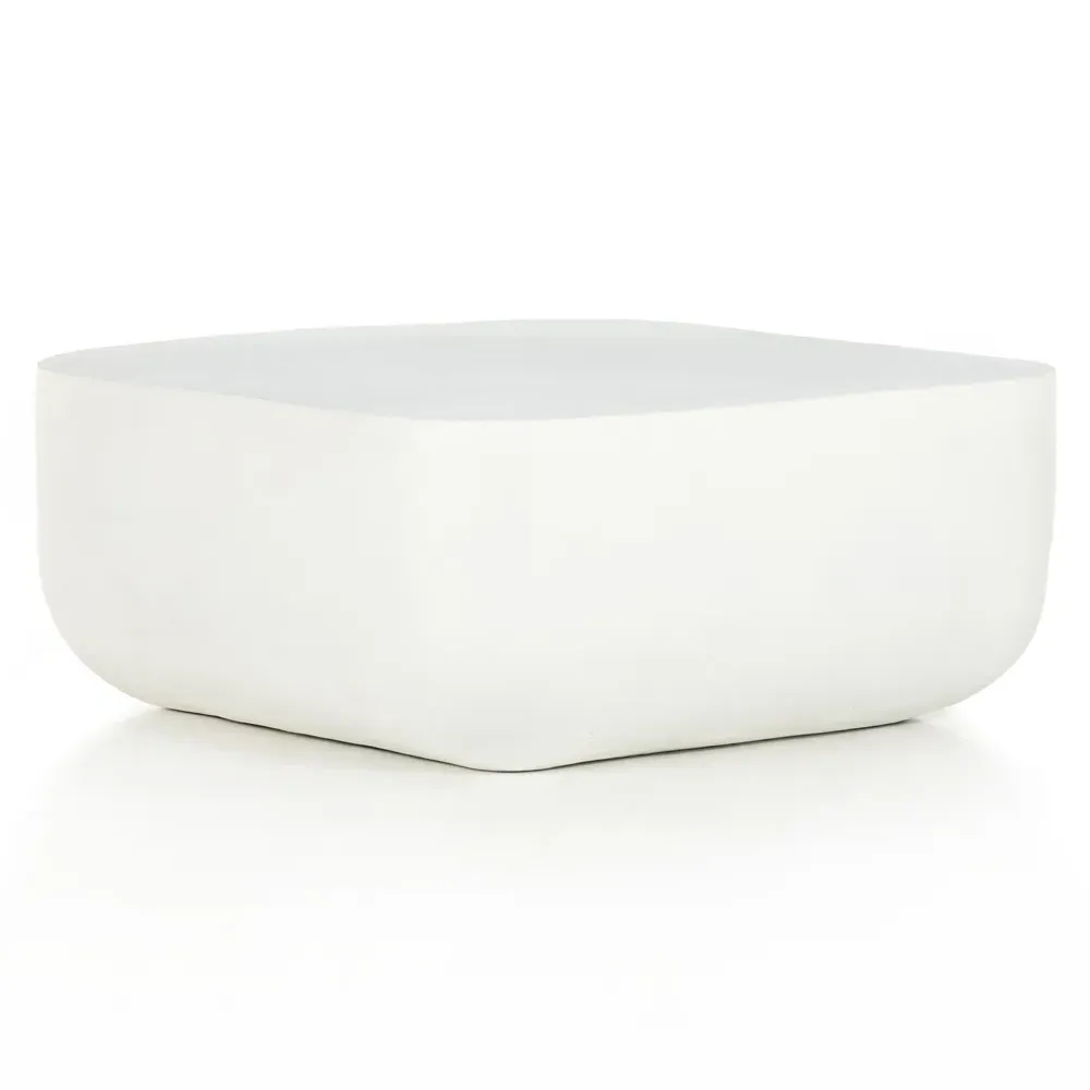 Bailey Square Block Outdoor Coffee Table - White, Aluminum