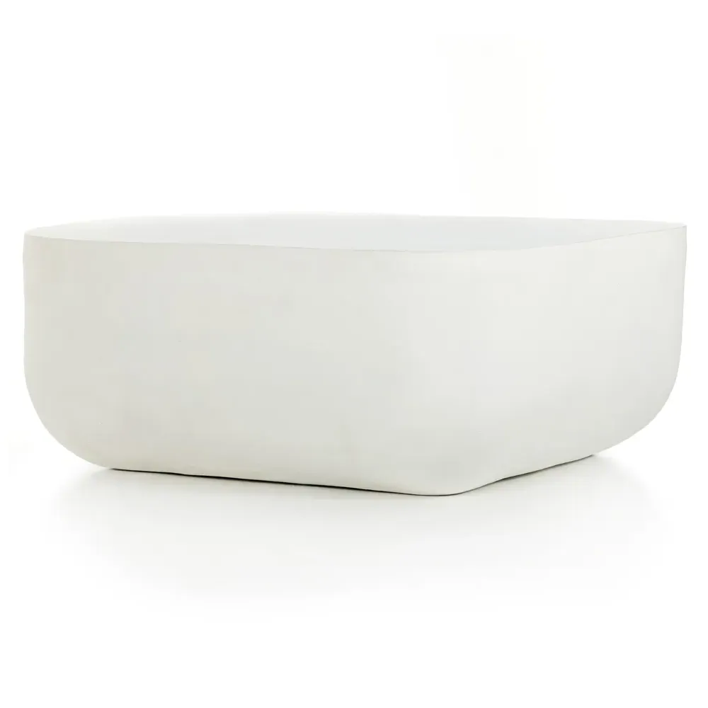 Bailey Square Block Outdoor Coffee Table - White, Aluminum