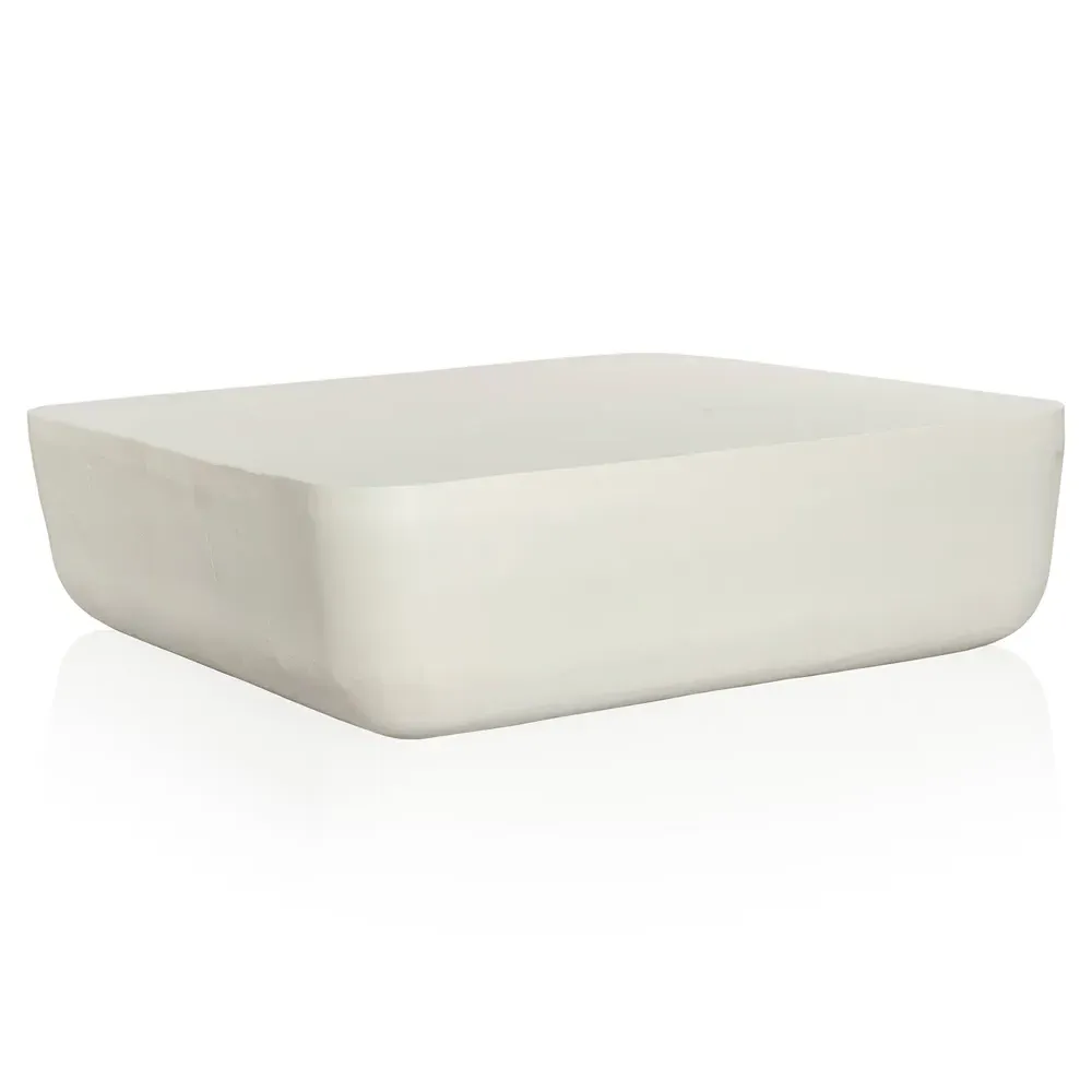 Bailey Square Block Outdoor Coffee Table - White, Aluminum