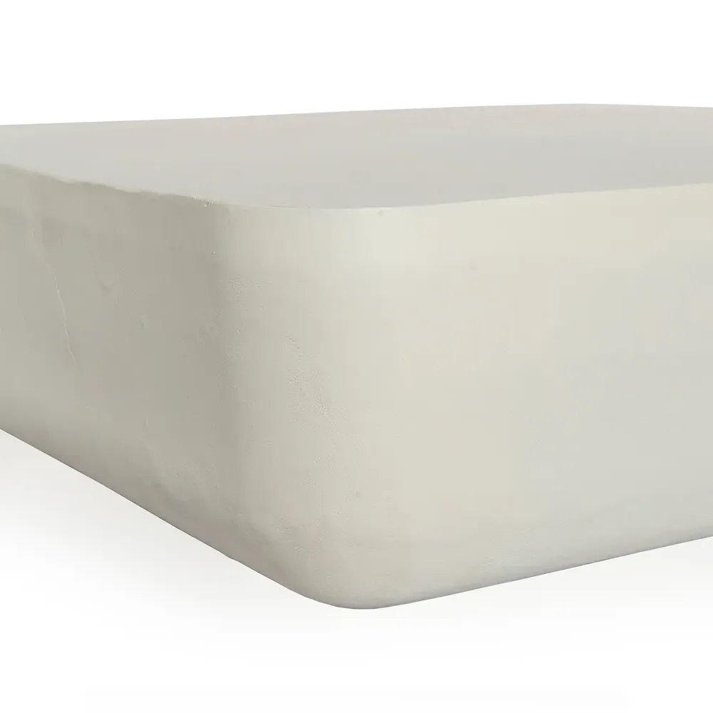 Bailey Square Block Outdoor Coffee Table - White, Aluminum