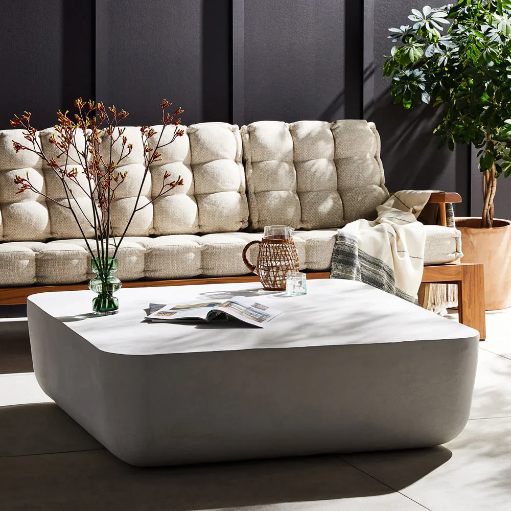 Bailey Square Block Outdoor Coffee Table - White, Aluminum