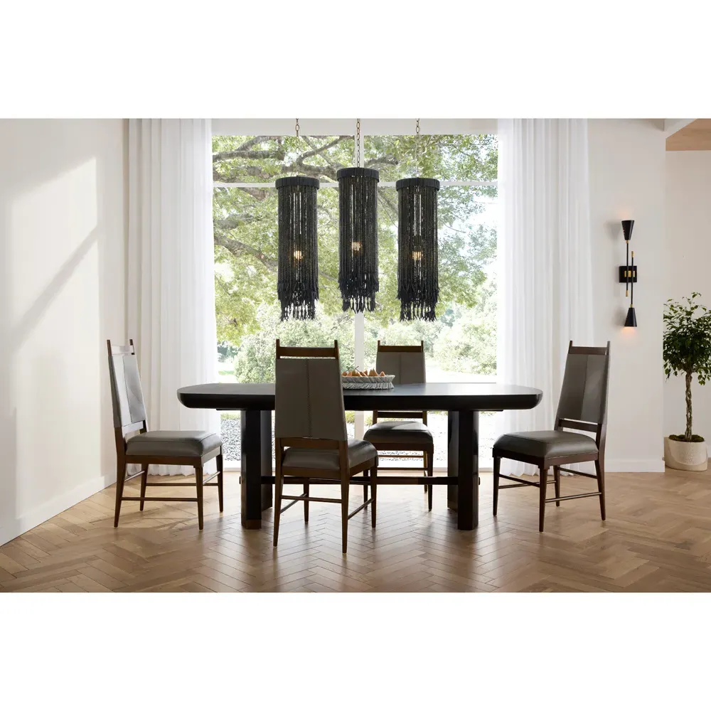 Baja Coastal Beach Beaded Wood Pendant - Dark Grey