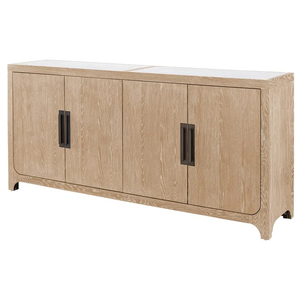Ballace Media Cabinet - White, Stone