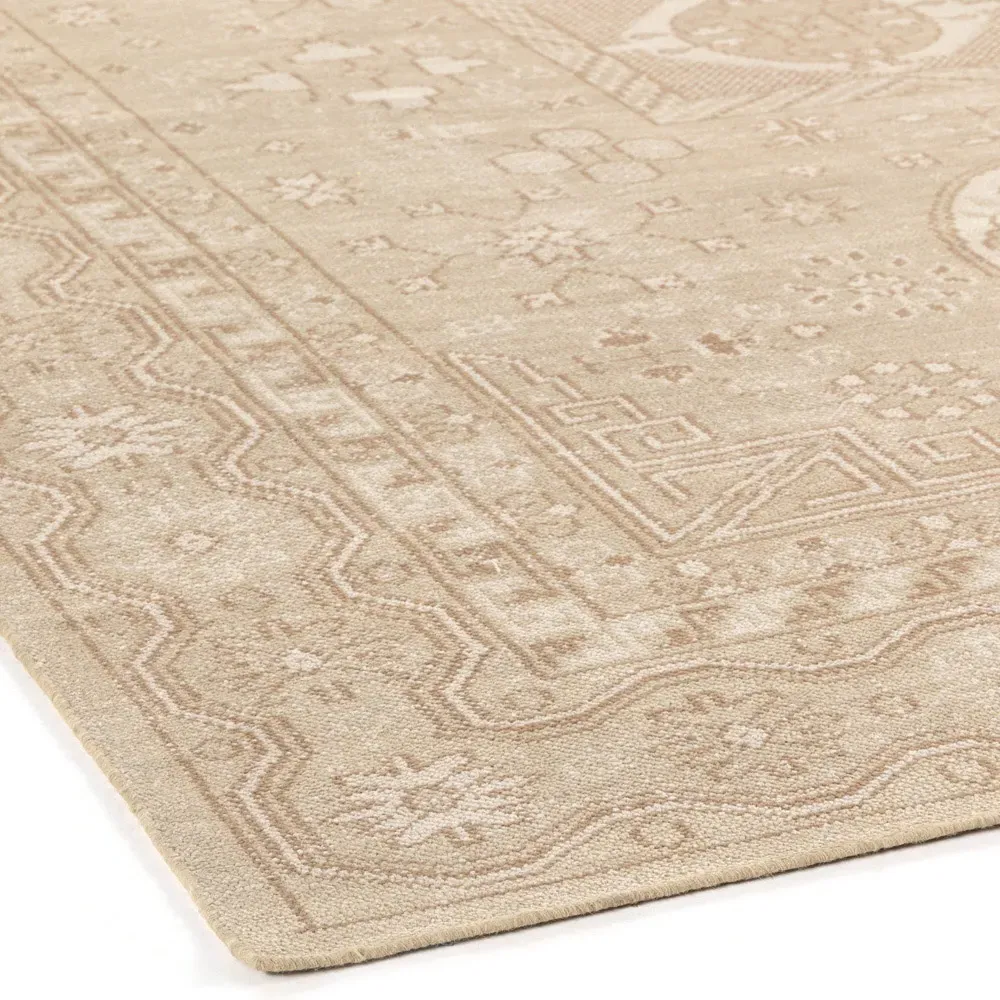 Ballari Geometric Hand Knotted Rug - Beige, Wool