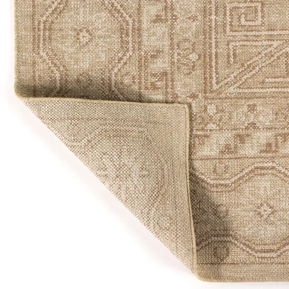 Ballari Geometric Hand Knotted Rug - Beige, Wool