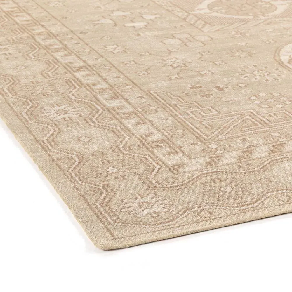 Ballari Geometric Hand Knotted Rug - Beige, Wool