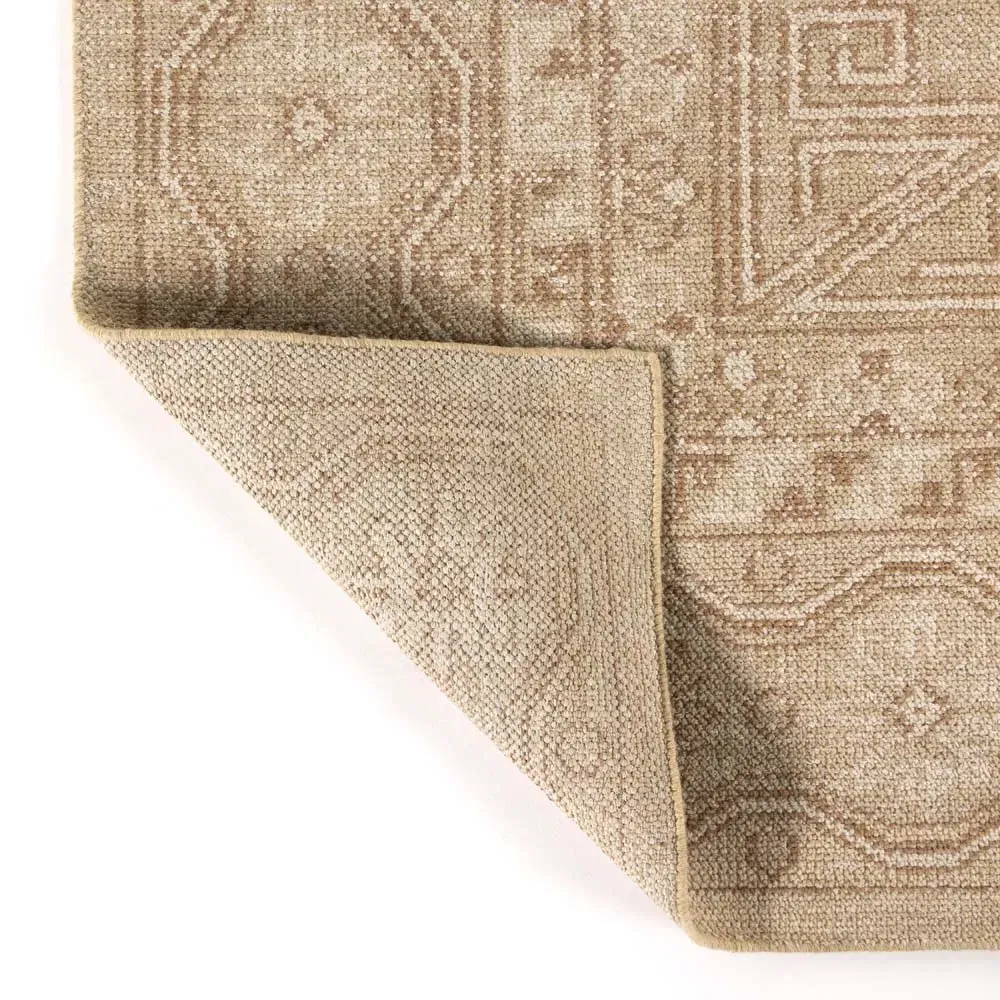 Ballari Geometric Hand Knotted Rug - Beige, Wool