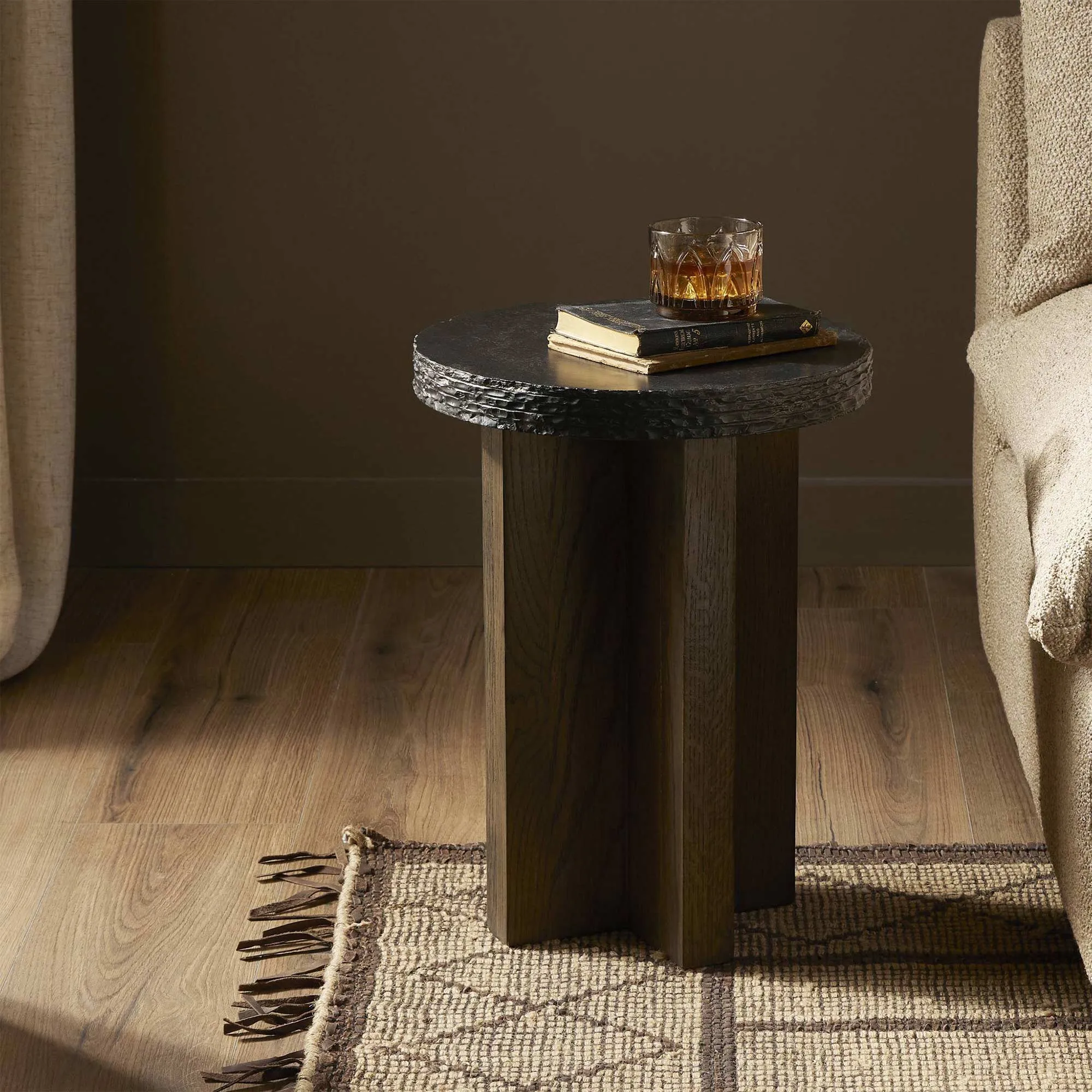 Balthazar Short End Table - Brown, Oak