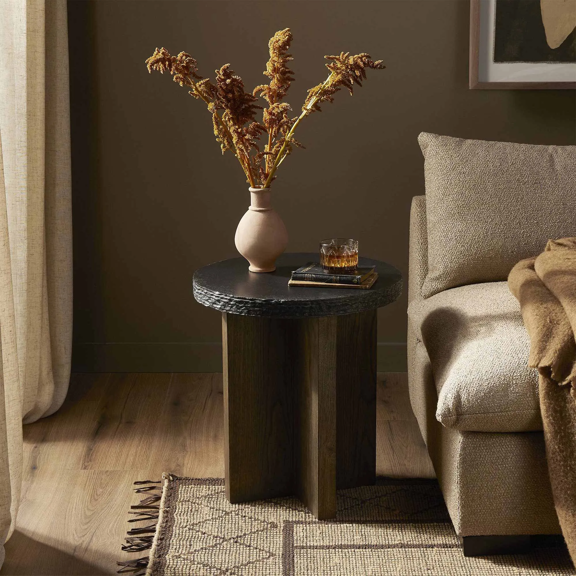 Balthazar Tall End Table - Brown, Oak
