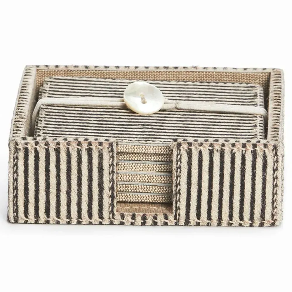 Bandar Coaster Set - Brown, Hair on Hide