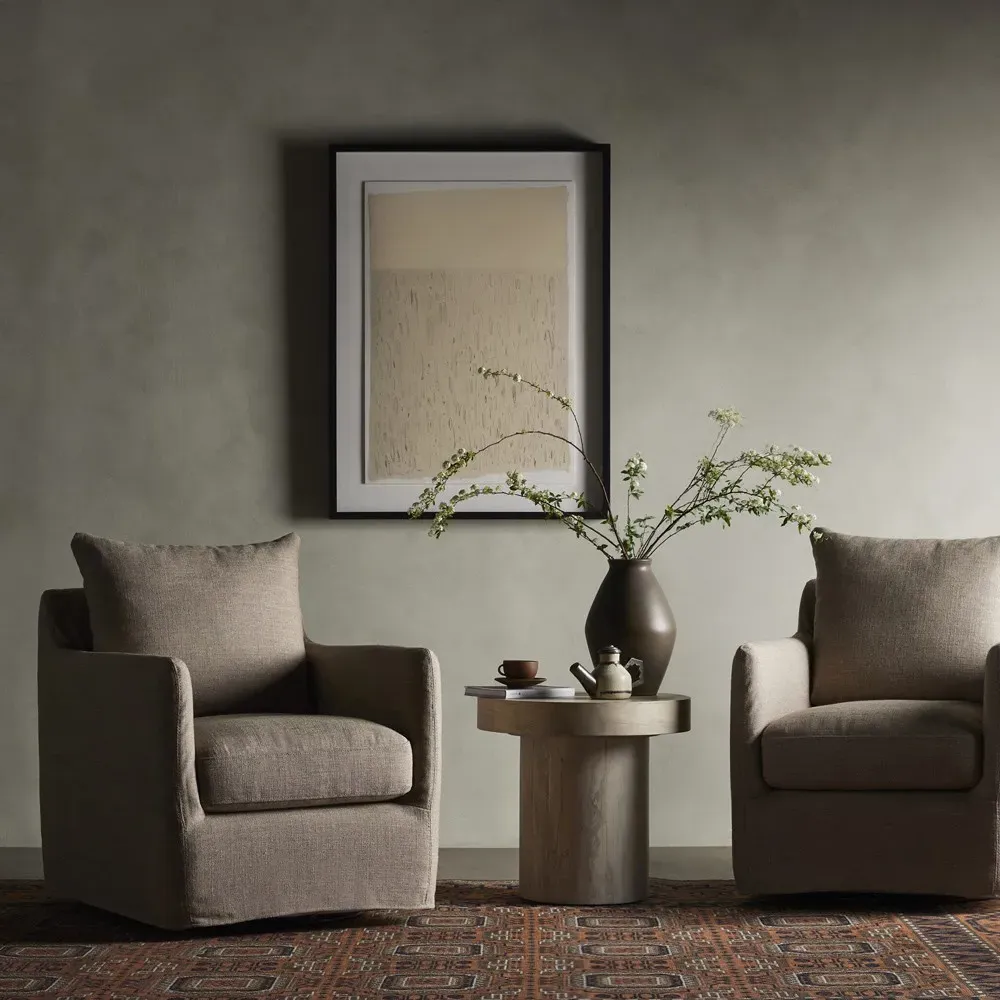 Banks Alcala Swivel Arm Chair - Taupe, Performance Fabric