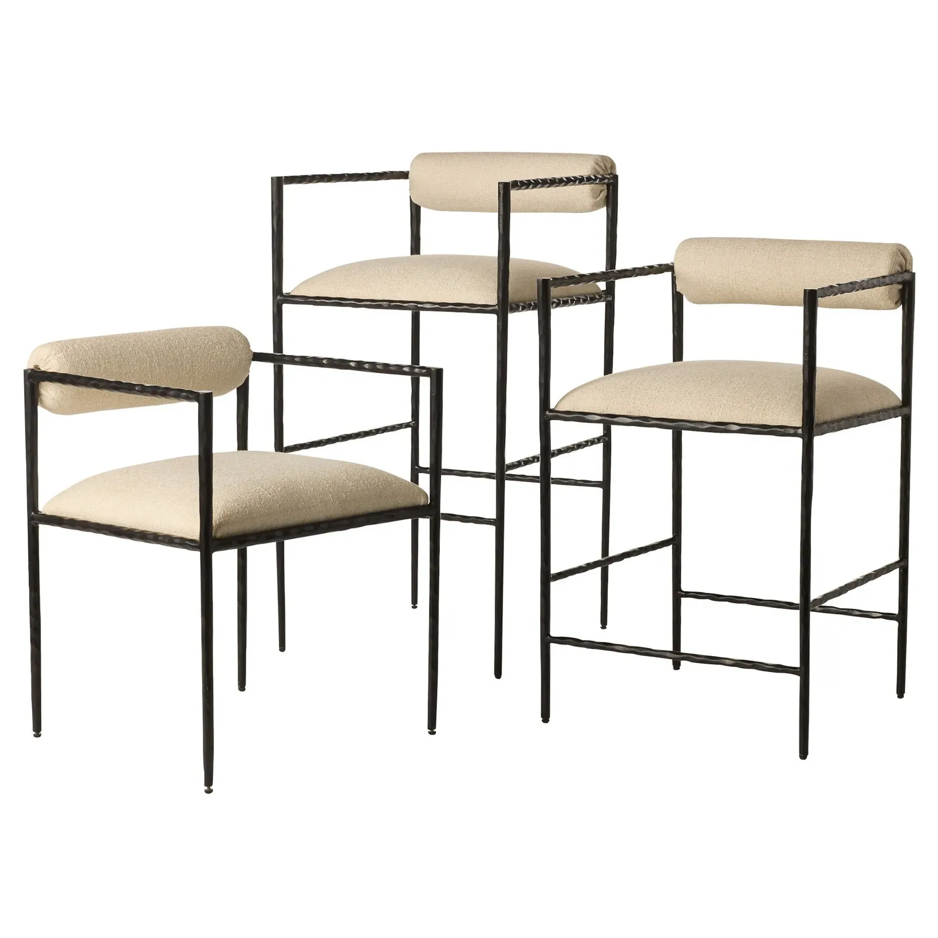Barbana Bar Stool - Cream, Iron