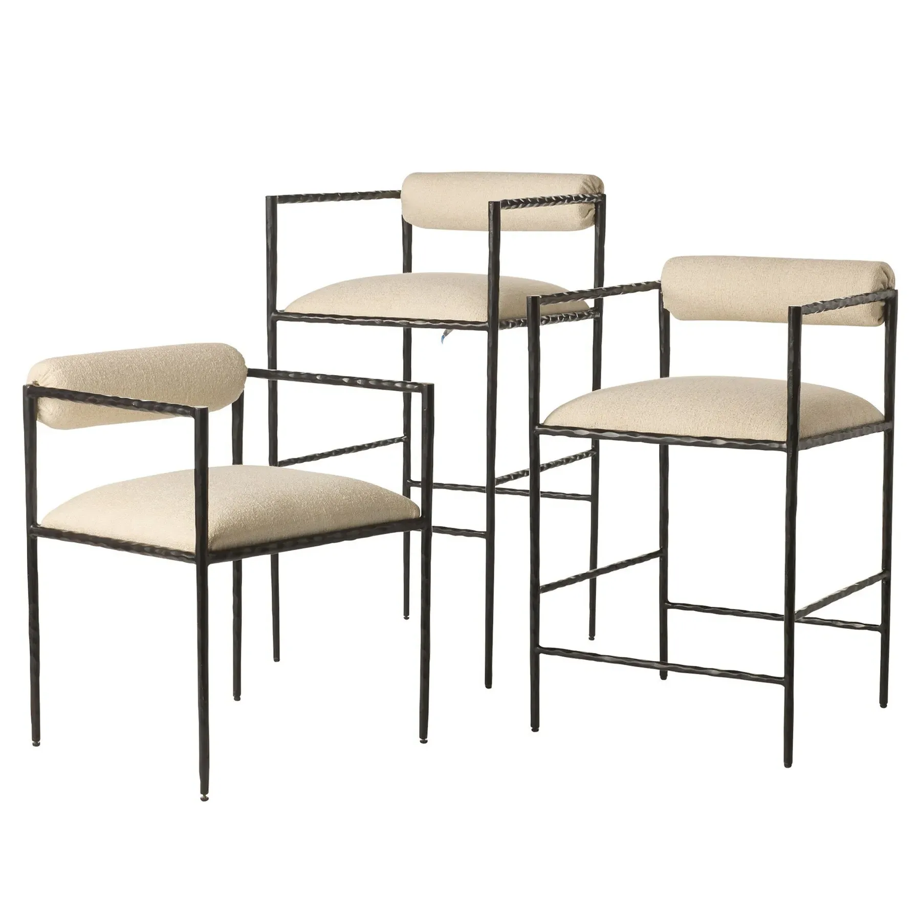 Barbana Counter Stool - Cream, Iron