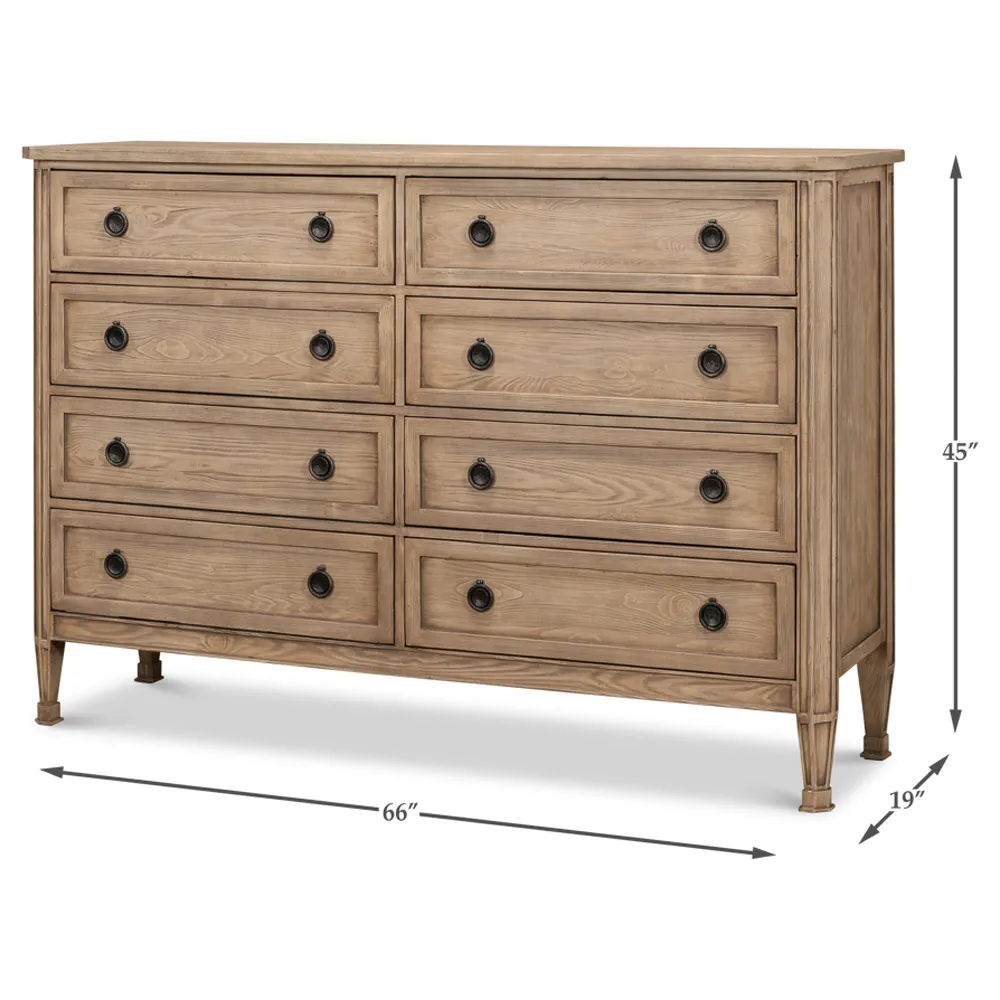 Barbara Double Dresser - Brown, Pine Wood