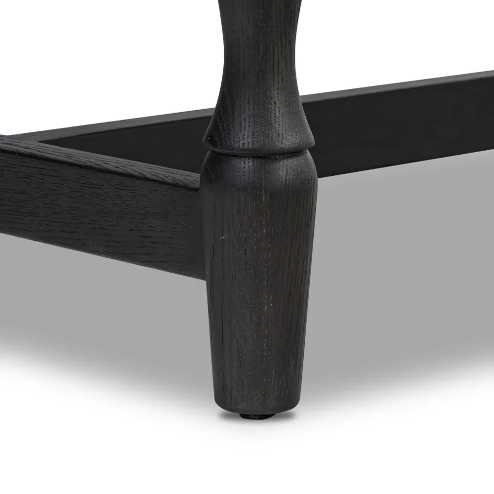 Bari Bar Cabinet with Storage - Cracked Smoked Black, Oak