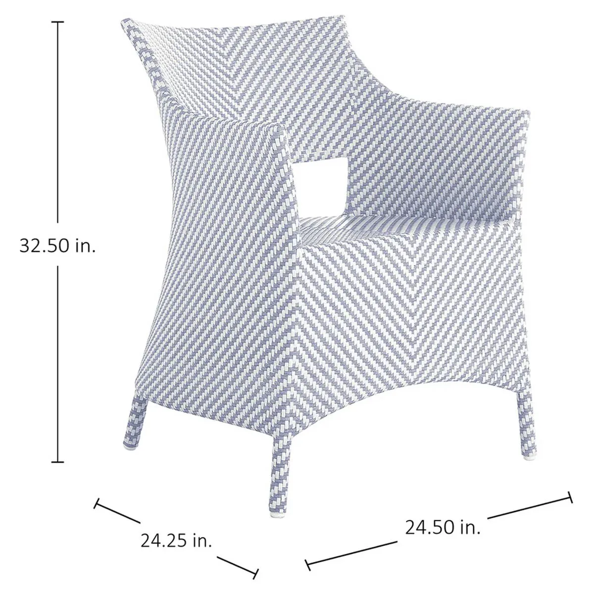 Bari Outdoor Arm Chair - Blue, Wicker