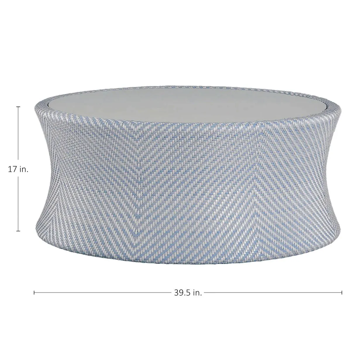 Bari Round Outdoor Coffee Table - Blue, Wicker