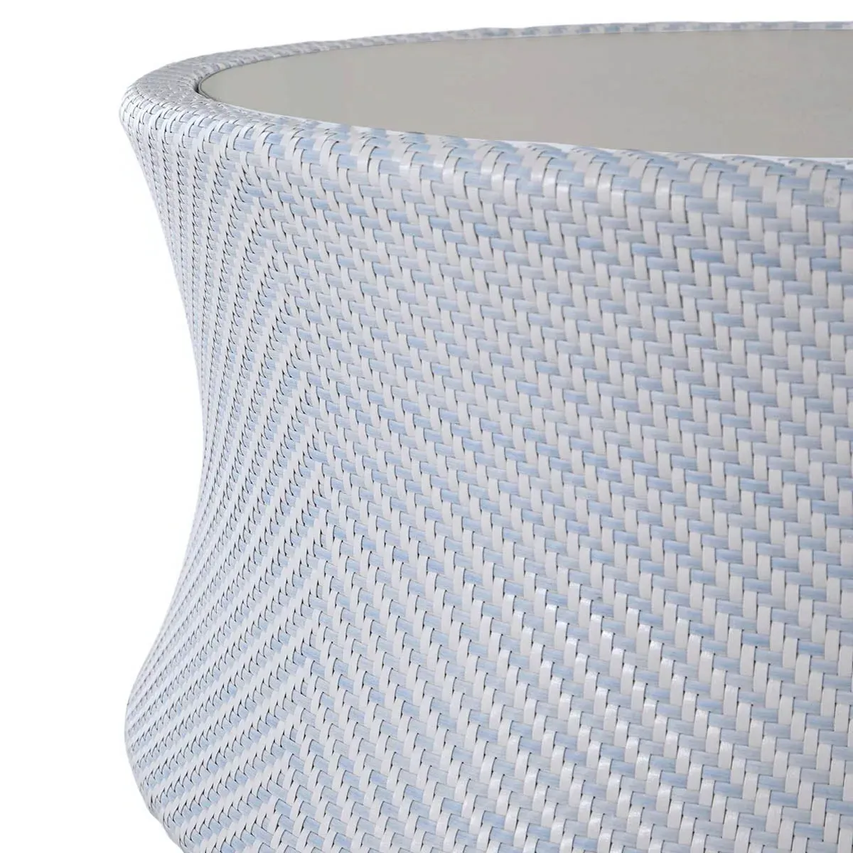 Bari Round Outdoor Coffee Table - Blue, Wicker