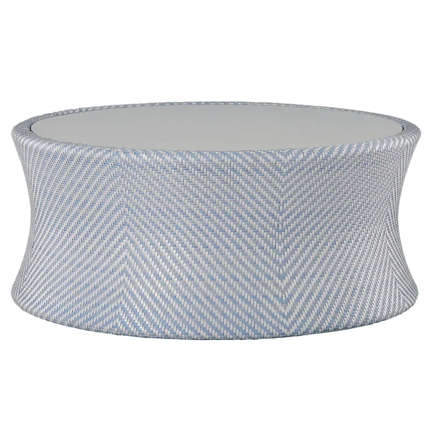 Bari Round Outdoor Coffee Table - Blue, Wicker