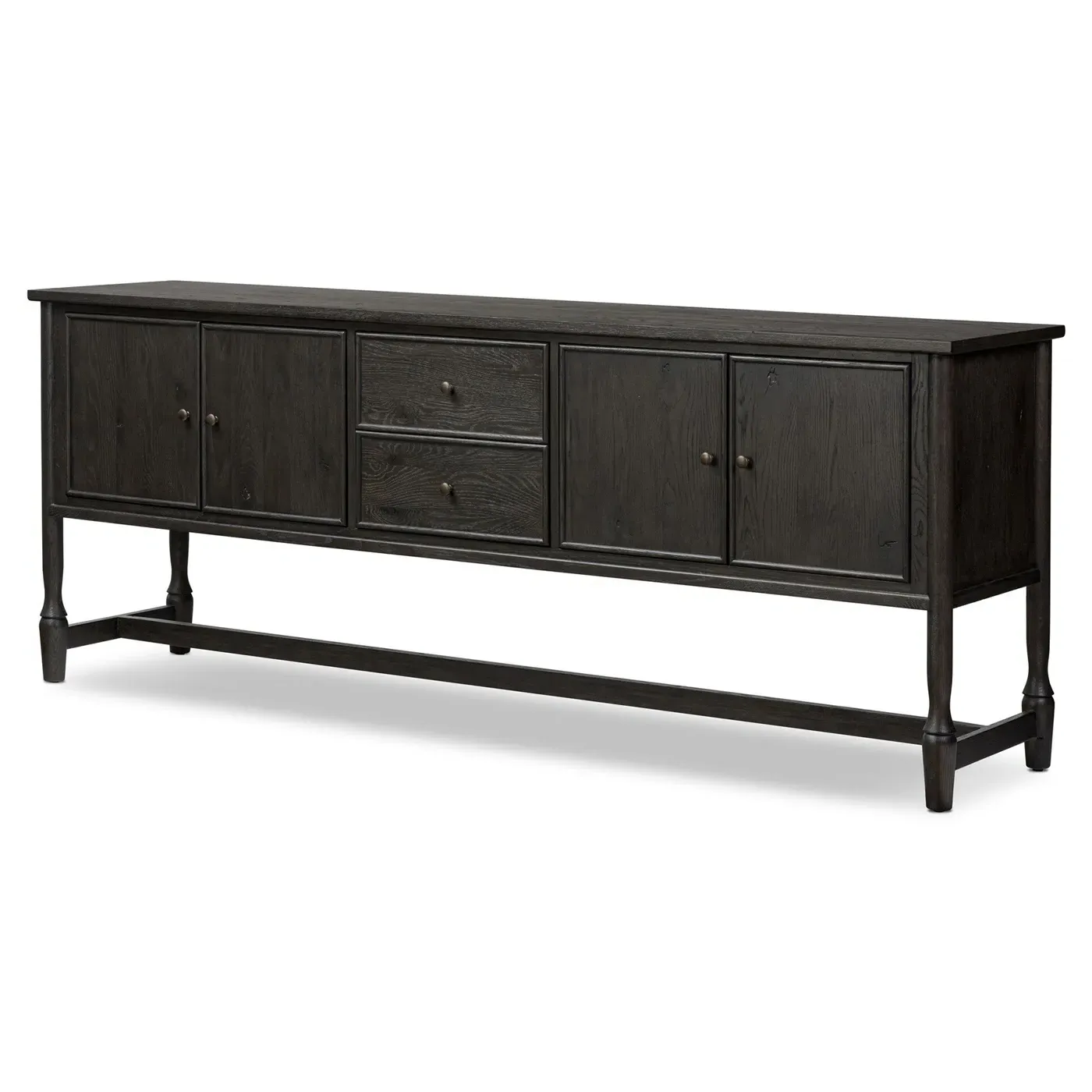Bari Sideboard with Storage - Cracked Smoked Black, Oak