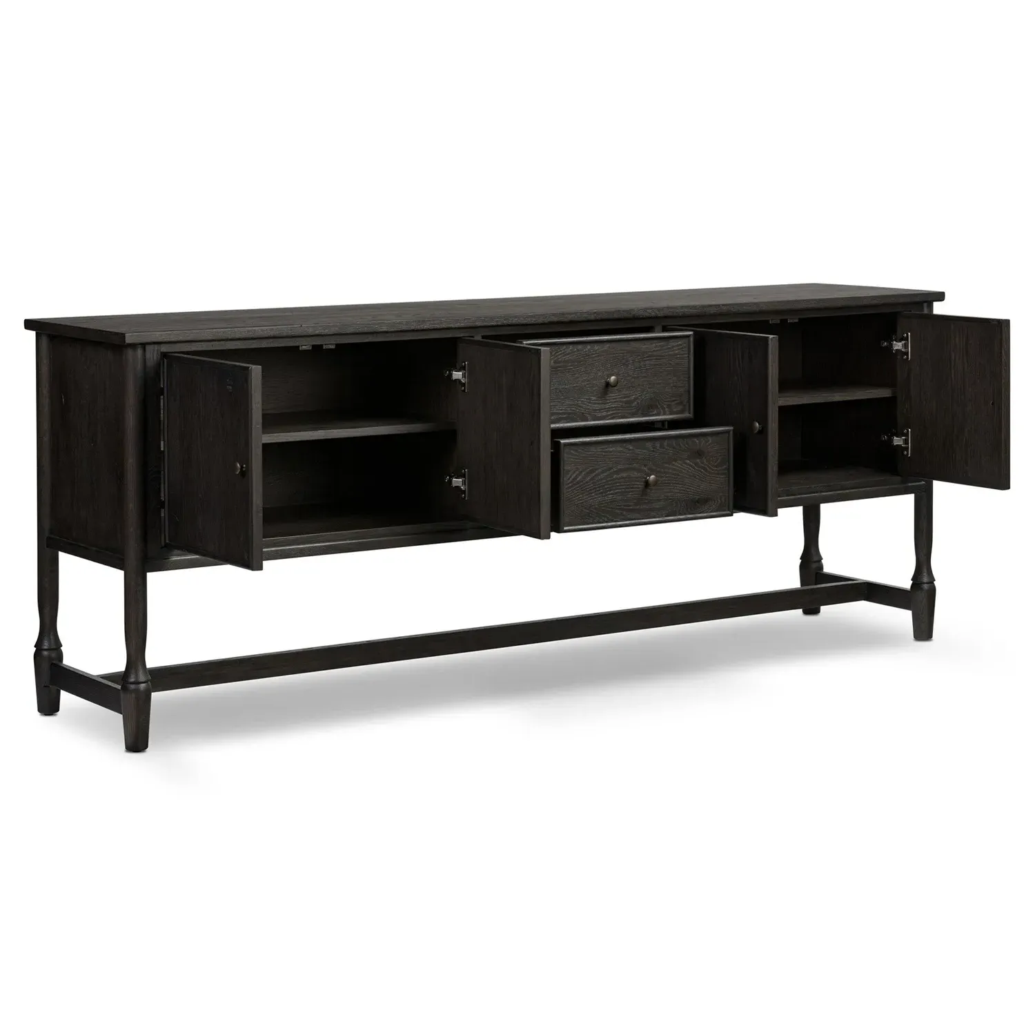 Bari Sideboard with Storage - Cracked Smoked Black, Oak