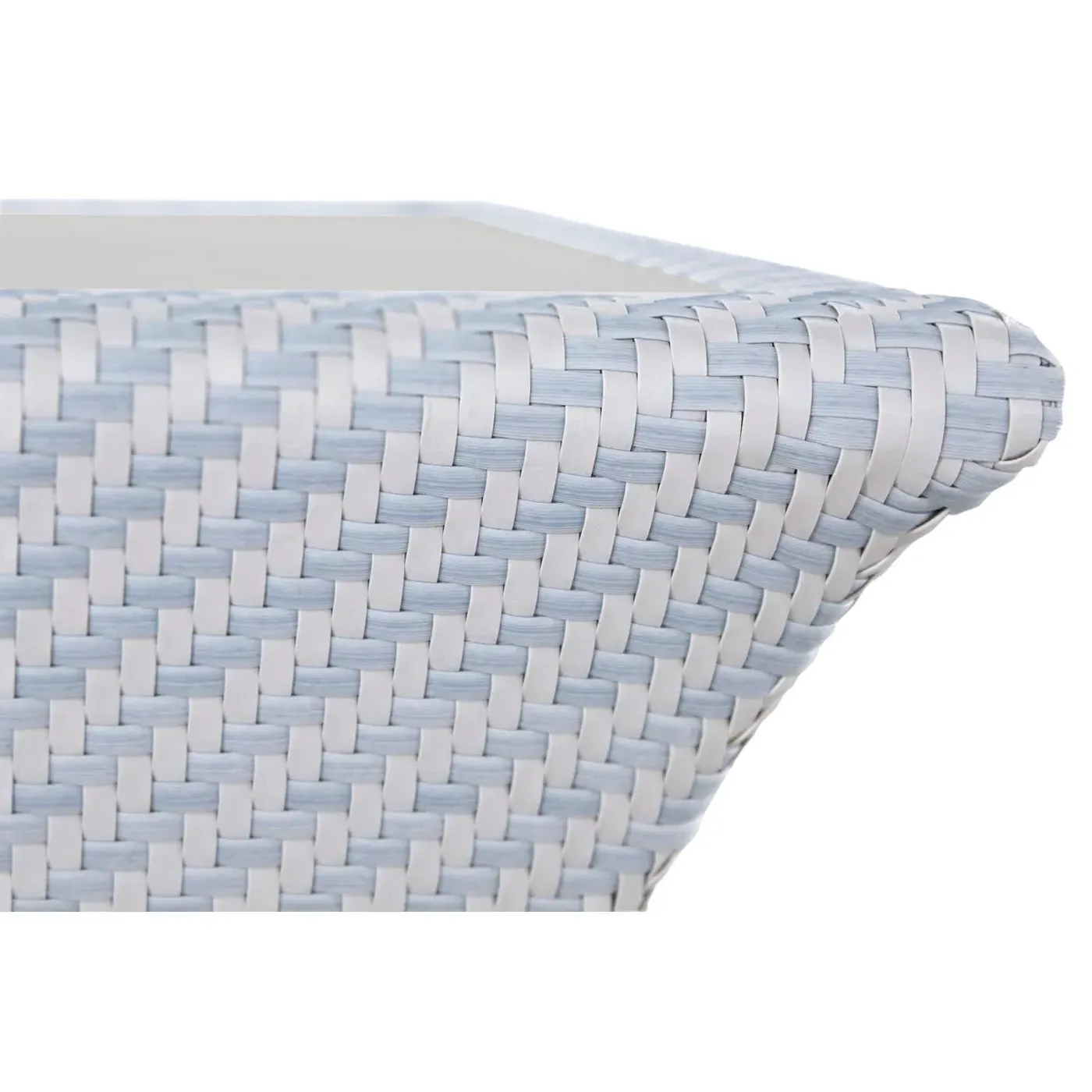 Bari Square Outdoor End Table - Blue, Wicker