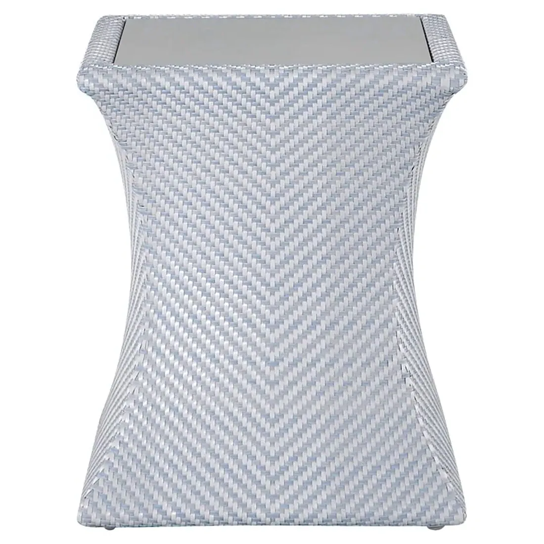 Bari Square Outdoor End Table - Blue, Wicker