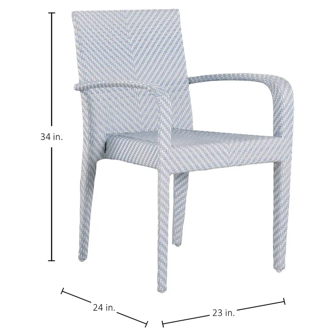 Bari Stacking Outdoor Dining Arm Chair - Blue, Wicker