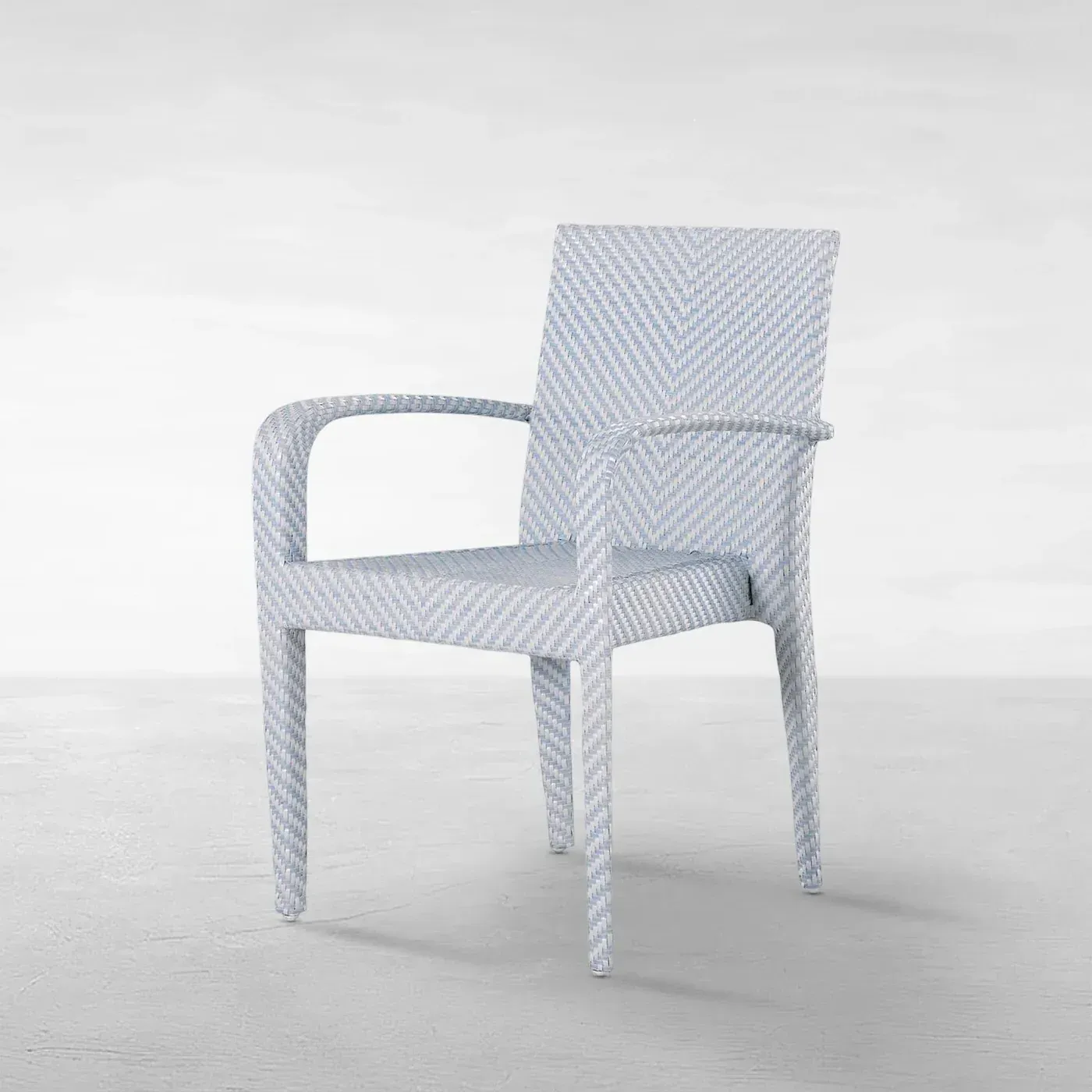 Bari Stacking Outdoor Dining Arm Chair - Blue, Wicker