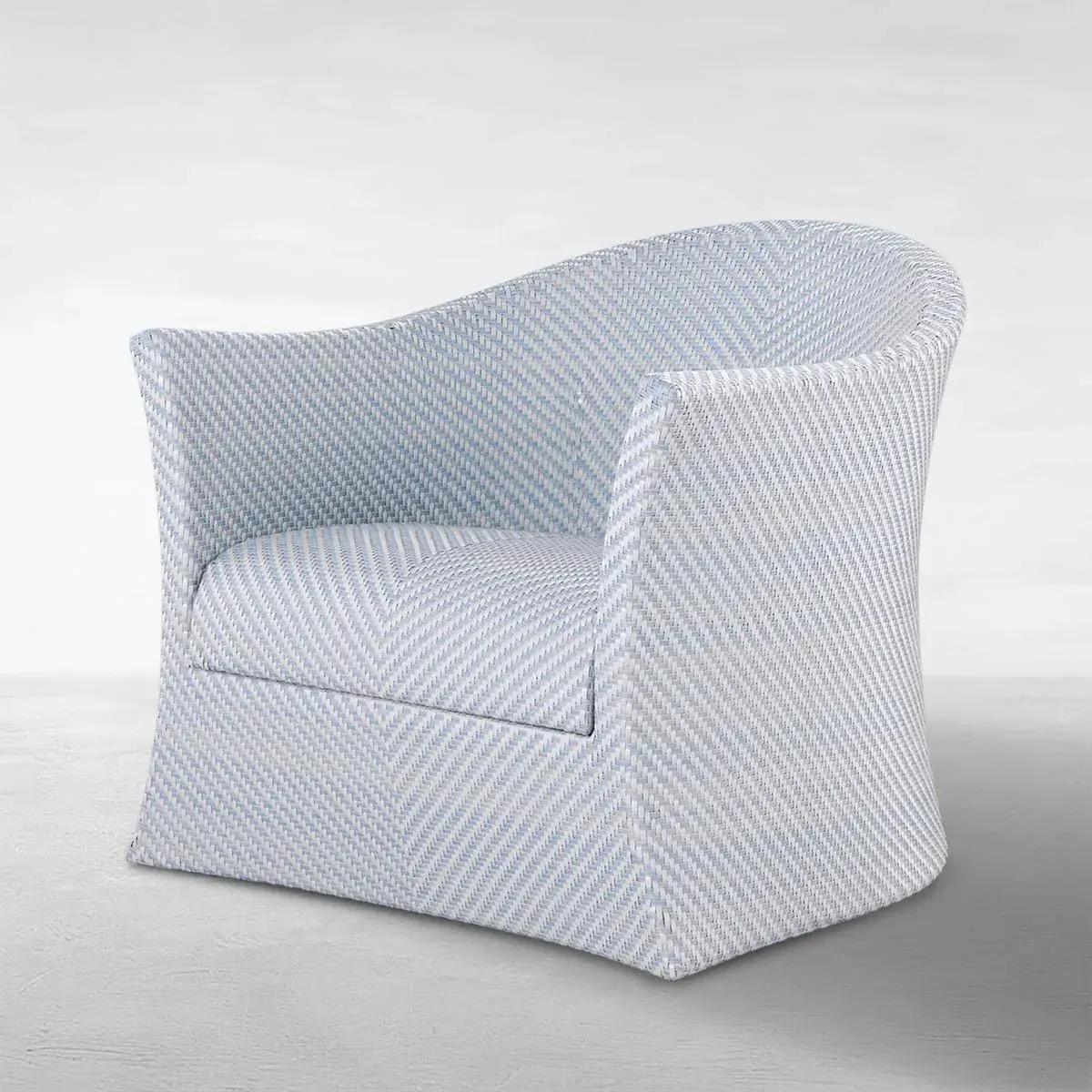 Bari Swivel Outdoor Lounge Chair - Blue, Wicker