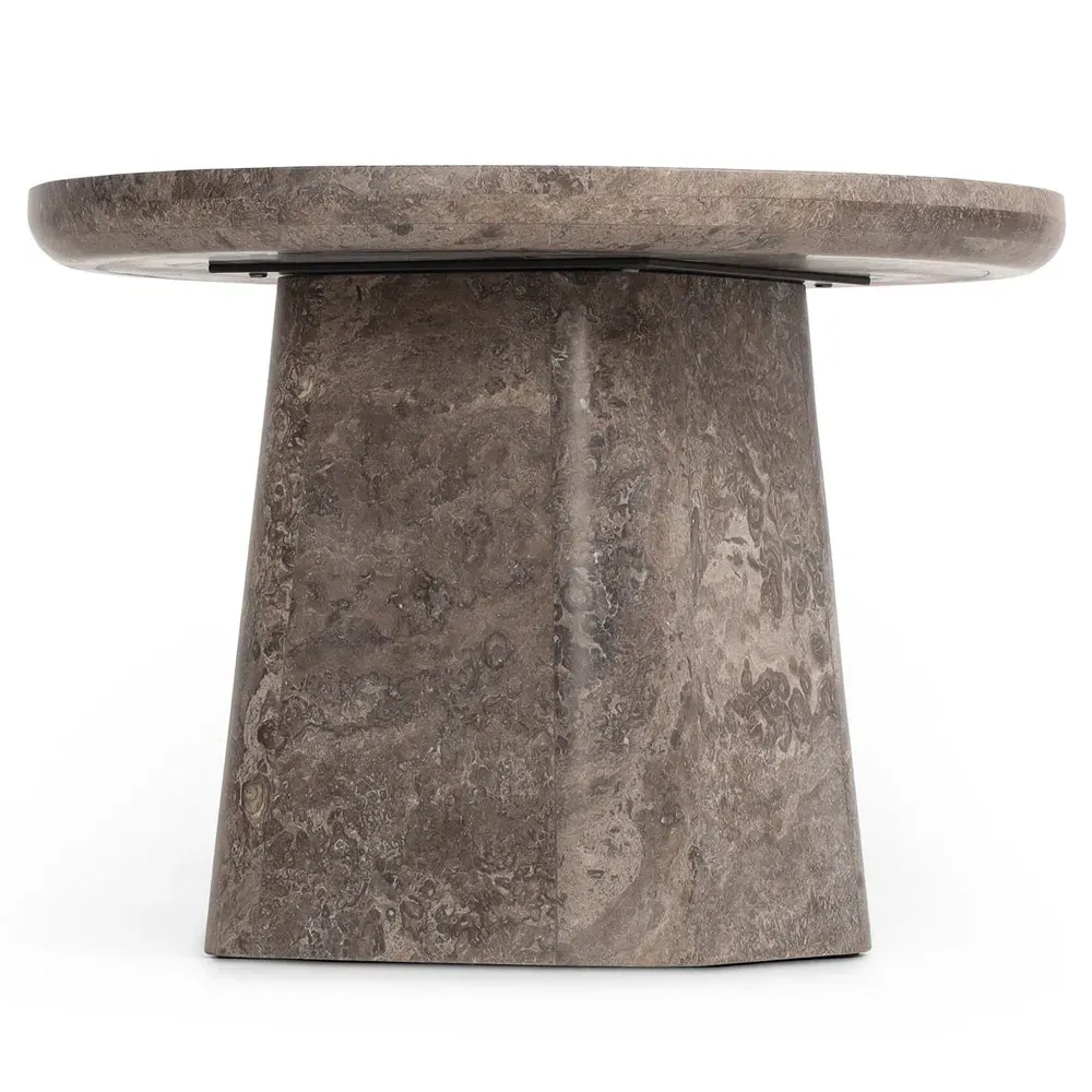 Barley Round Coffee Table - Grey, Marble