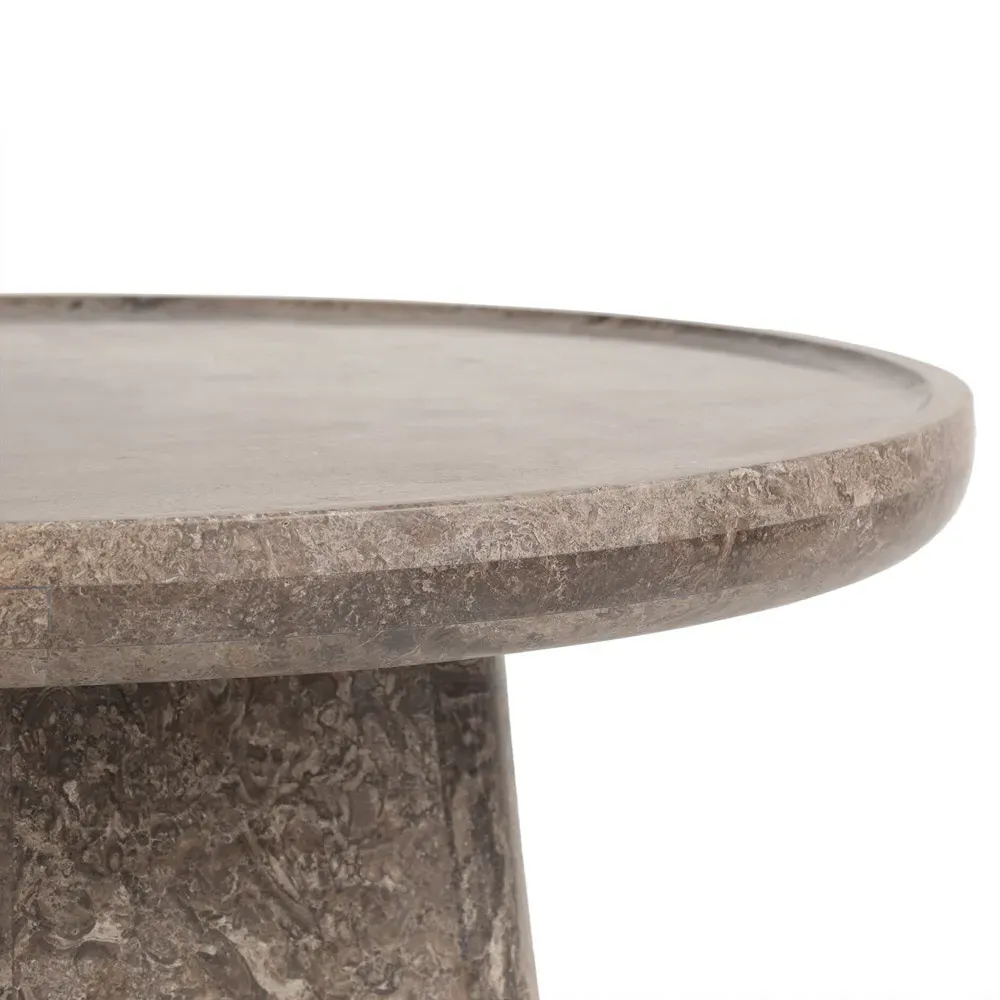 Barley Round Coffee Table - Grey, Marble