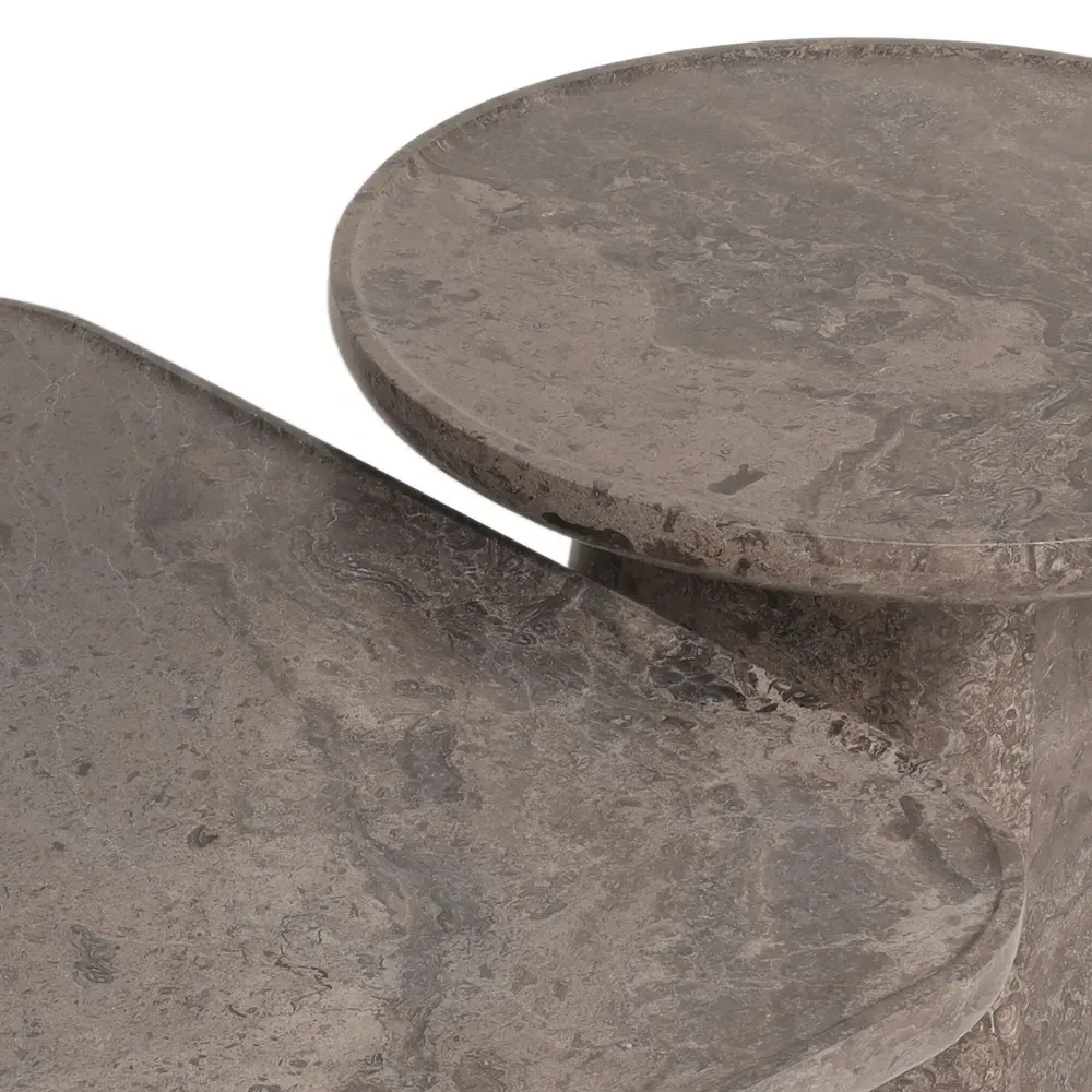 Barley Round Nesting Coffee Tables - Grey, Marble