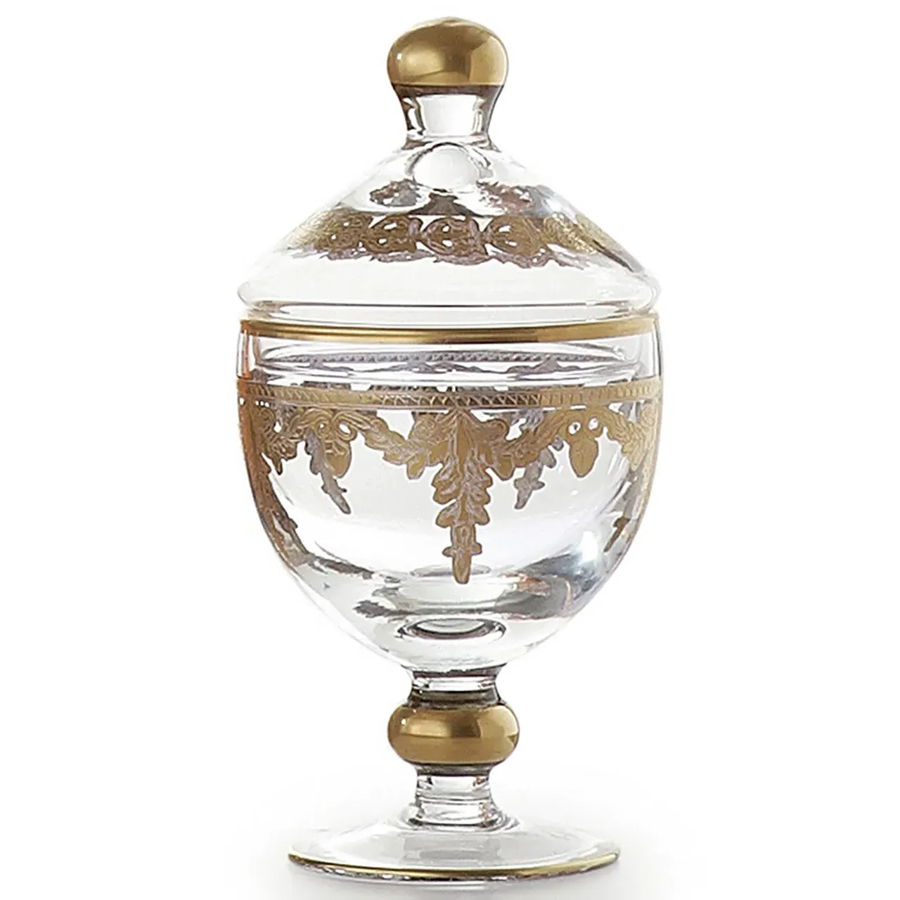Baroque Hollywood Regency Glass Canister - Clear, Gold
