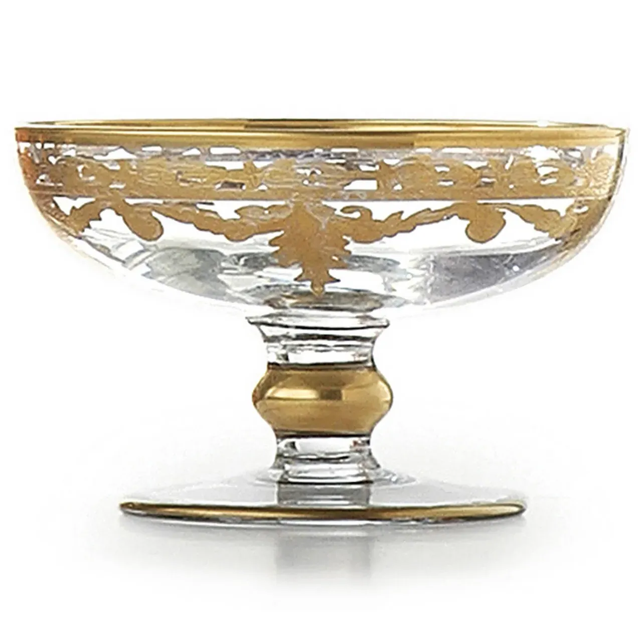 Baroque Hollywood Regency Glass Soap Dish Bowl - Clear, Gold image