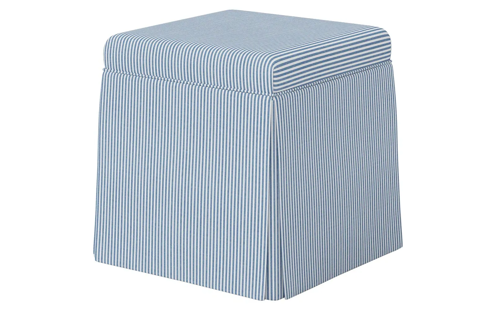 Barret Skirted Storage Ottoman - Cambridge Blue, Cotton