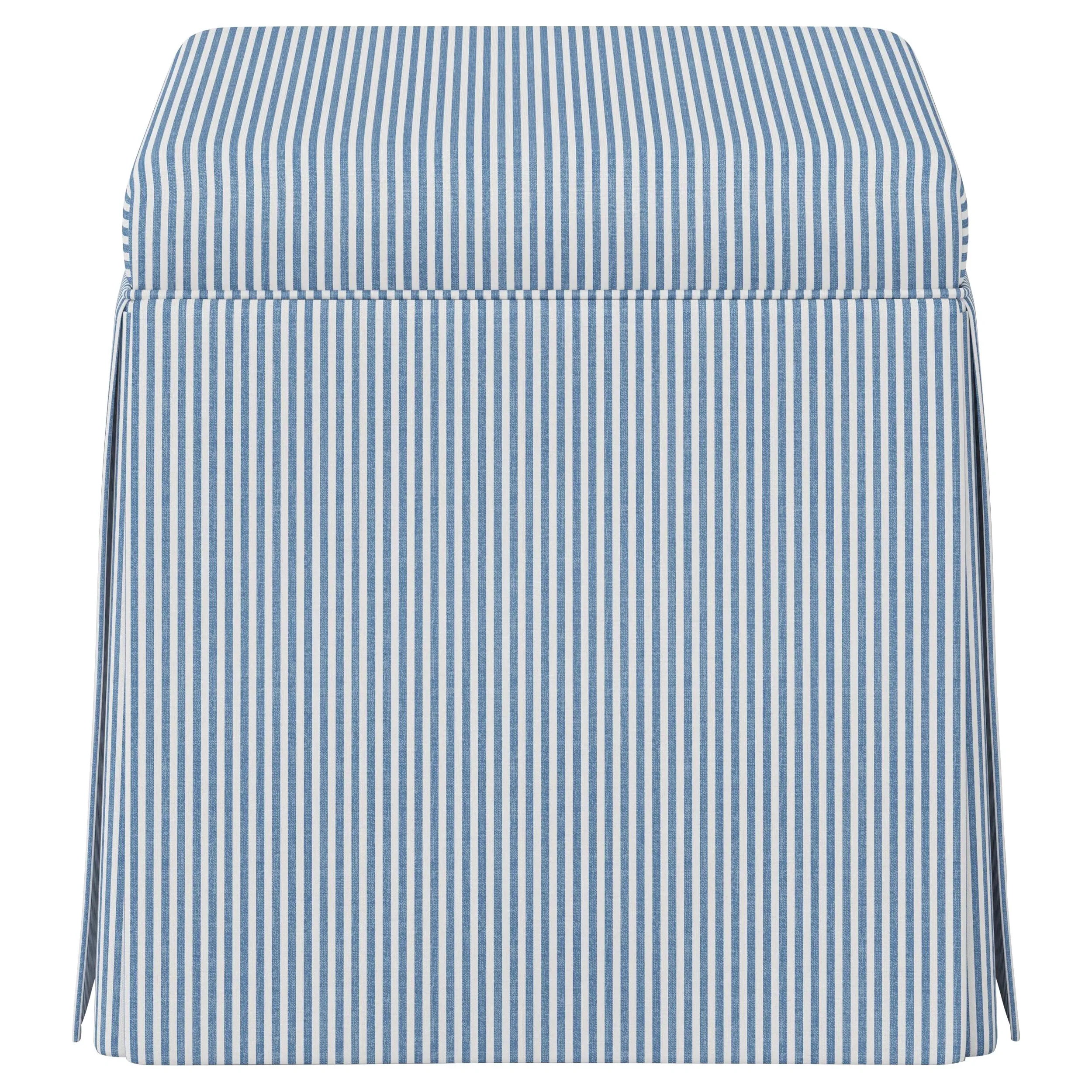 Barret Skirted Storage Ottoman - Cambridge Blue, Cotton