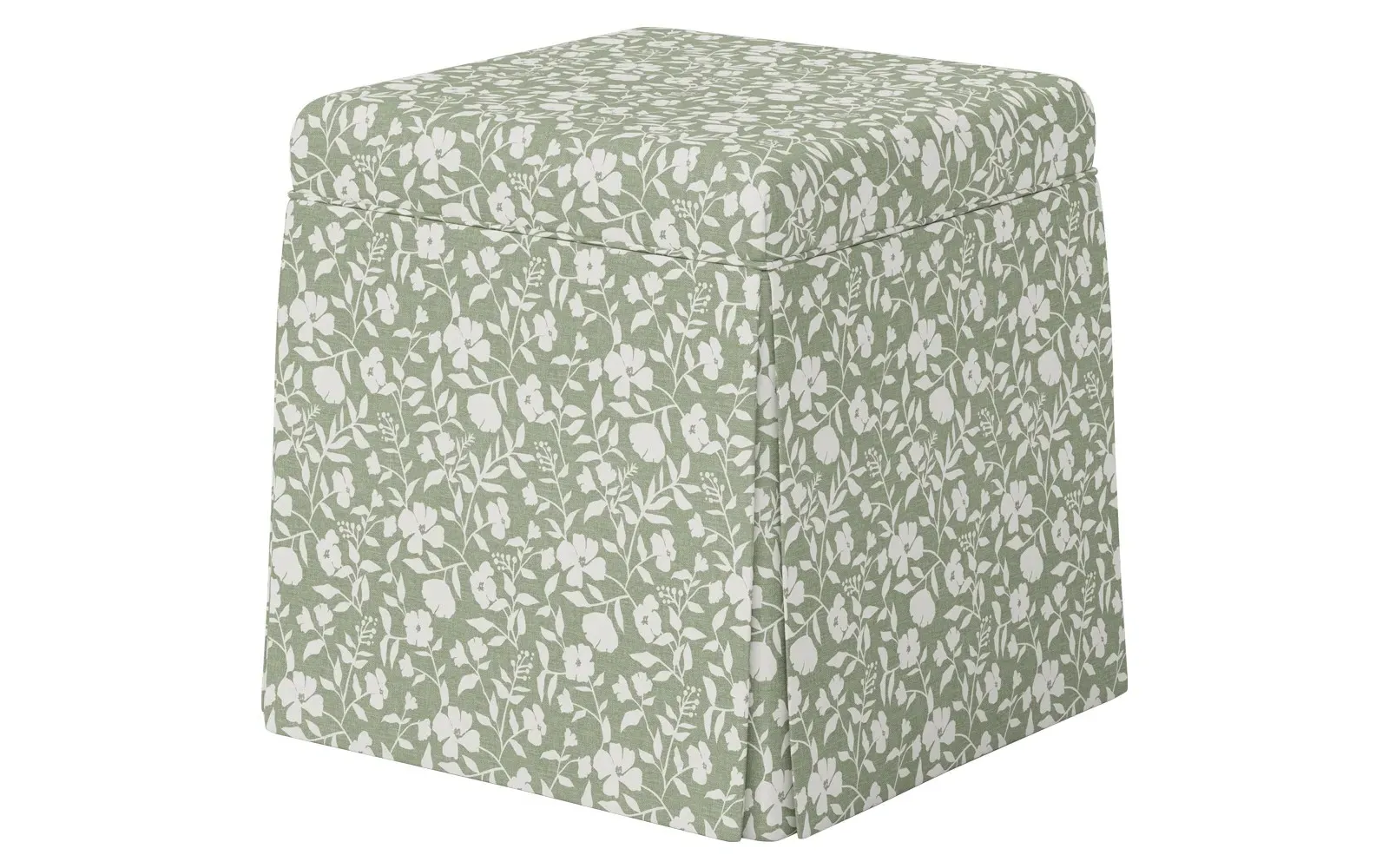 Barret Skirted Storage Ottoman - English Meadow, Cotton