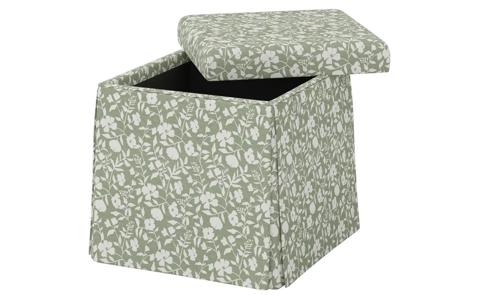 Barret Skirted Storage Ottoman - English Meadow, Cotton