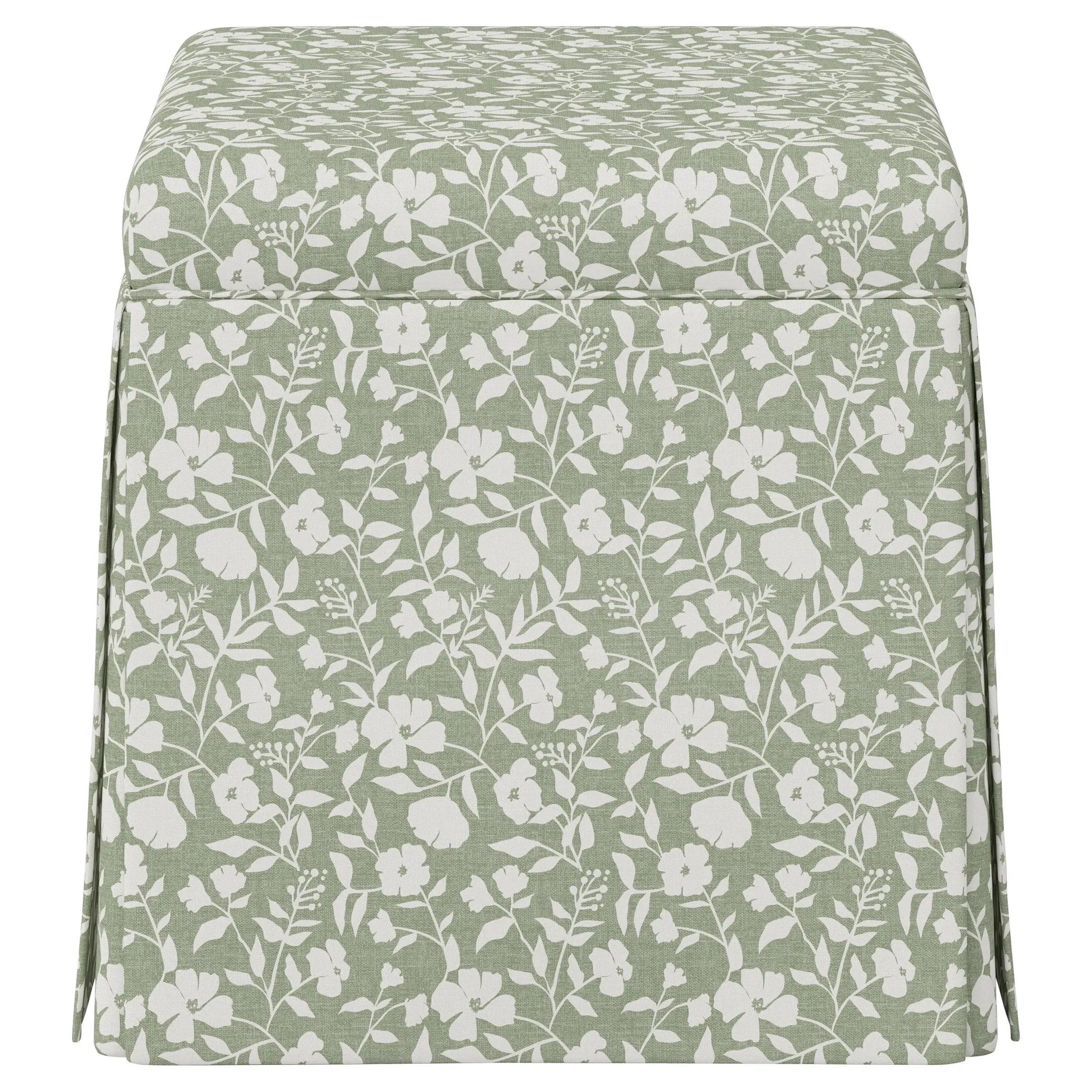 Barret Skirted Storage Ottoman - English Meadow, Cotton