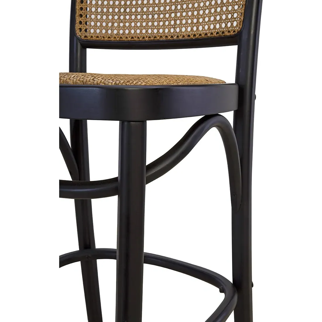 Barrett Woven Cane Counter Stool - Black, Beech Wood