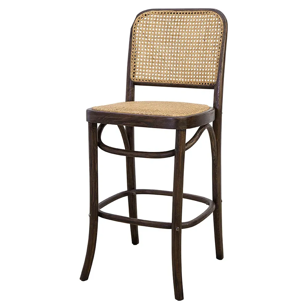 Barrett Woven Cane Counter Stool - Brown, Beech Wood