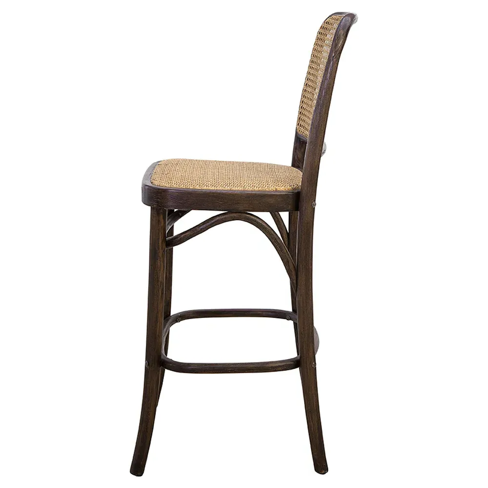 Barrett Woven Cane Counter Stool - Brown, Beech Wood