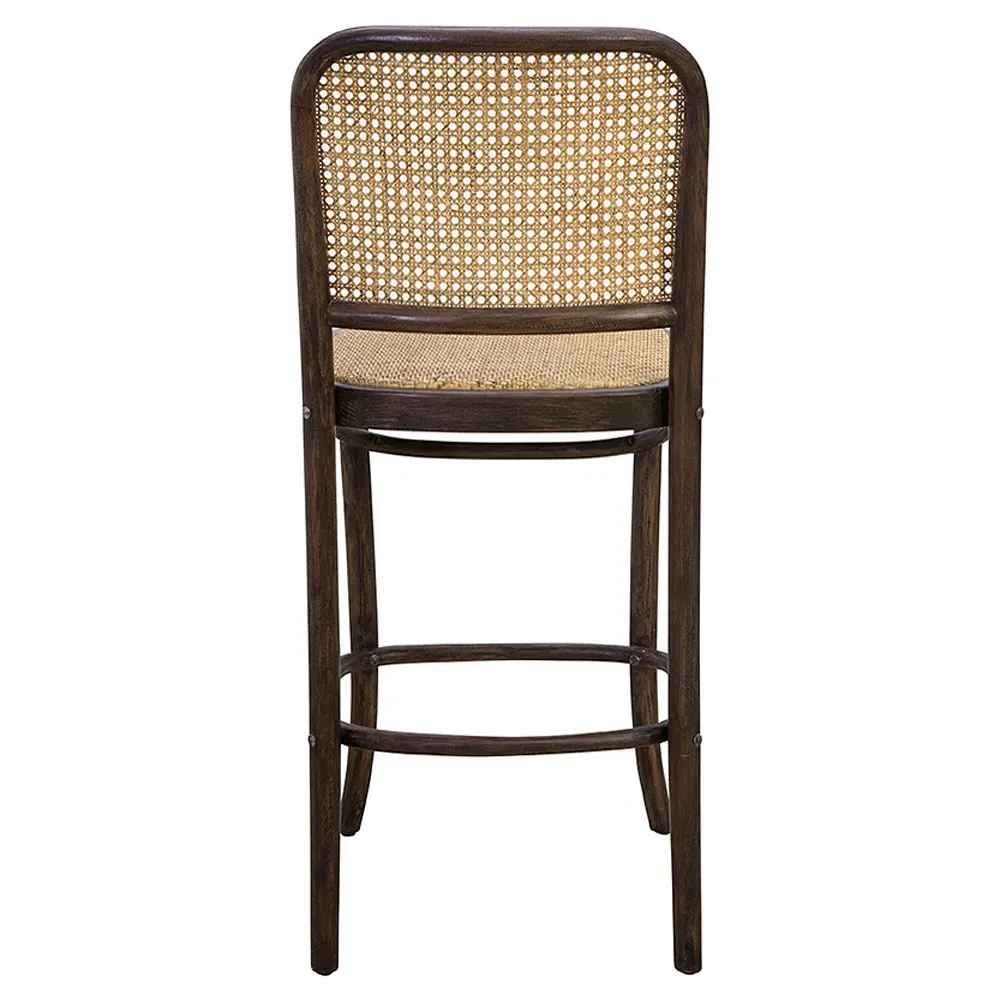 Barrett Woven Cane Counter Stool - Brown, Beech Wood