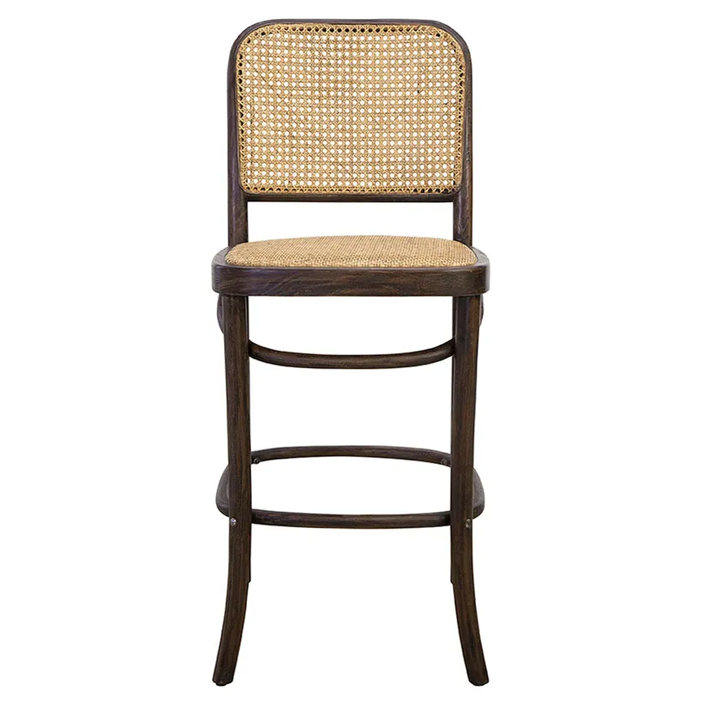 Barrett Woven Cane Counter Stool - Brown, Beech Wood
