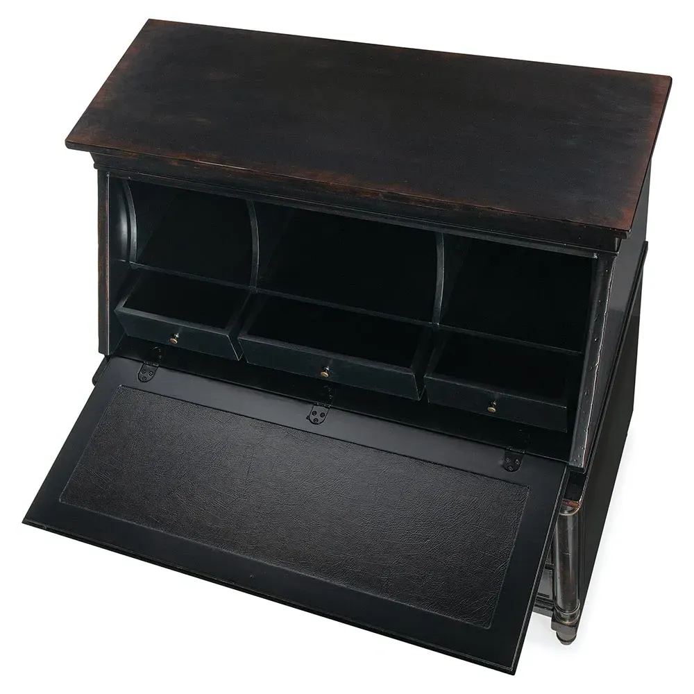 Barry Secretary Desk - Black, Cherry Wood