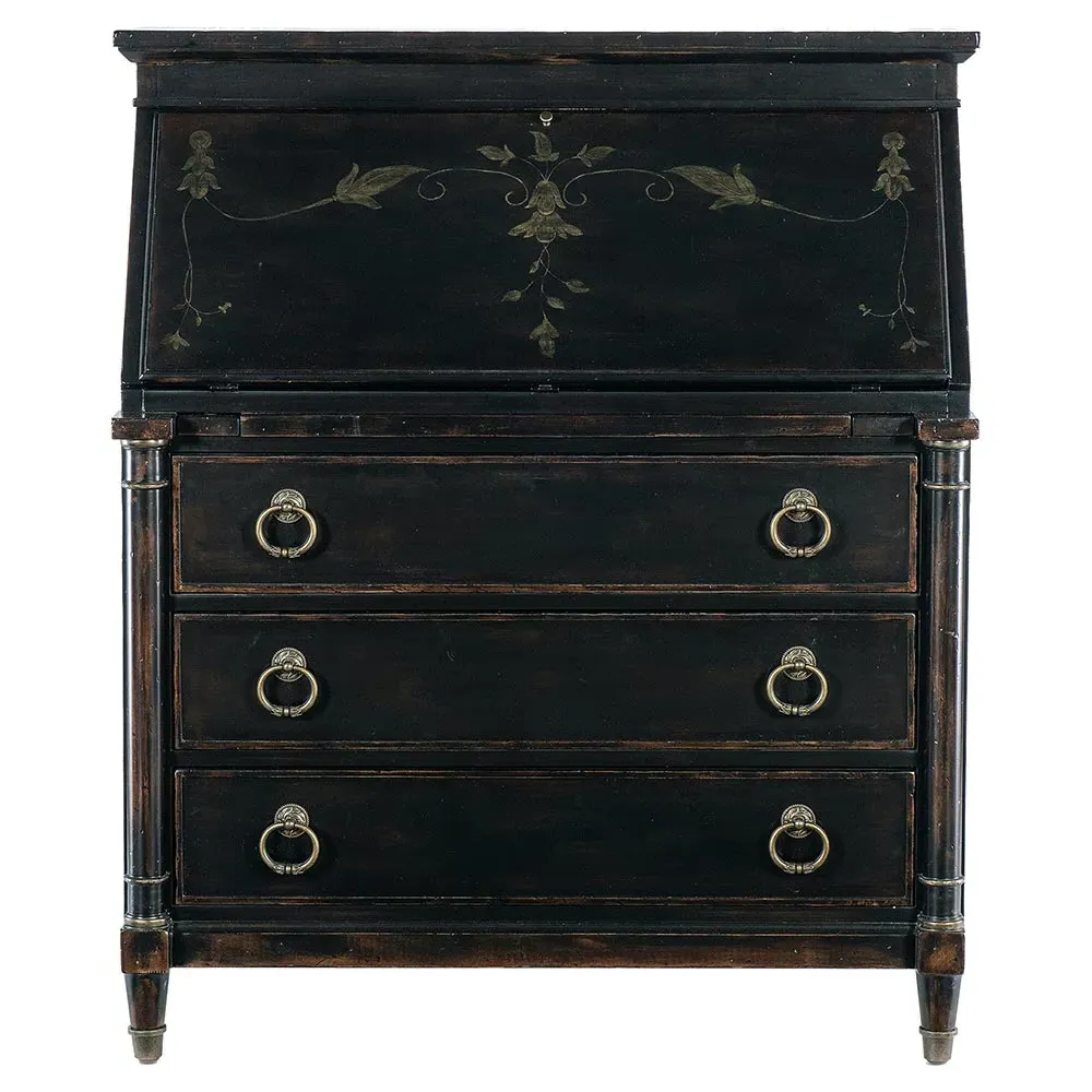 Barry Secretary Desk - Black, Cherry Wood image